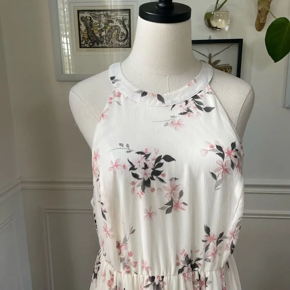 Torrid White Floral Tiered Chiffon Maxi Dress $90 0 L 12